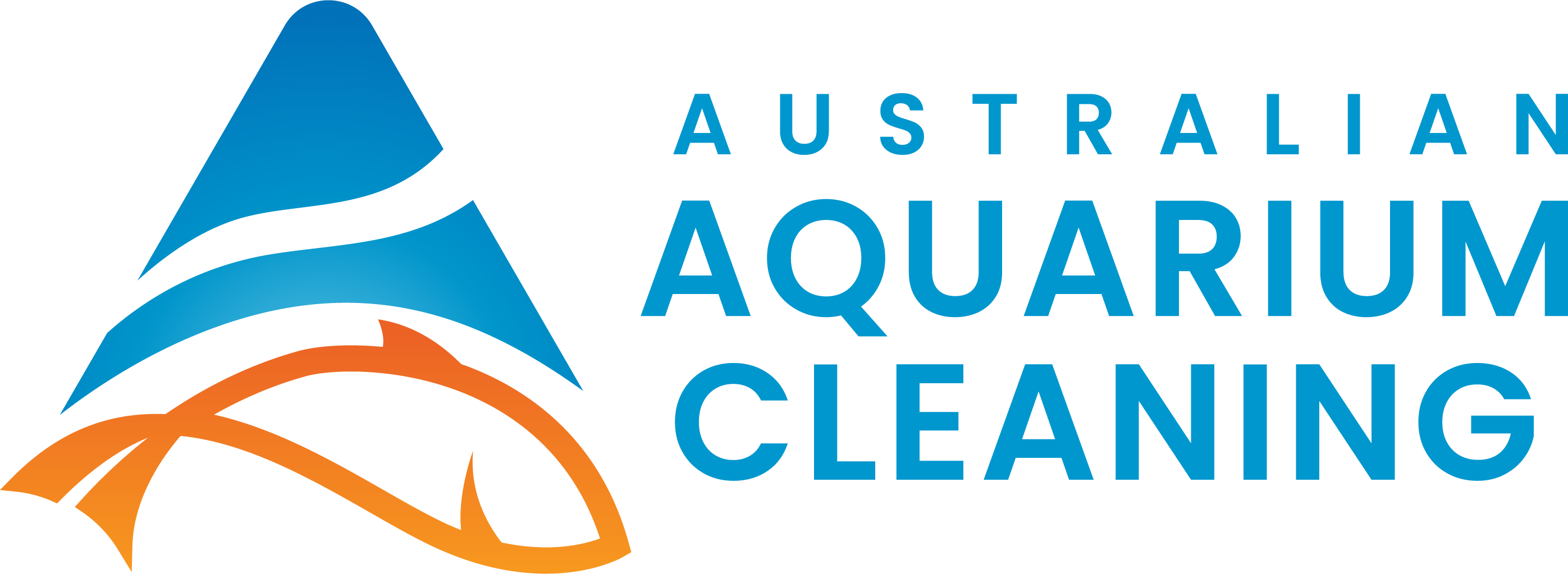 Logo of Australian Aquarium Cleaning. It features a stylized fish and water waves in blue and orange, with the company name to the right.